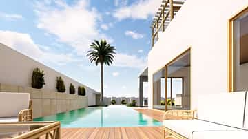 Villa Benmoussa — Piscine, vue au sol