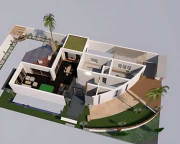 Villa Zoom — Plan du RDC en perspective
